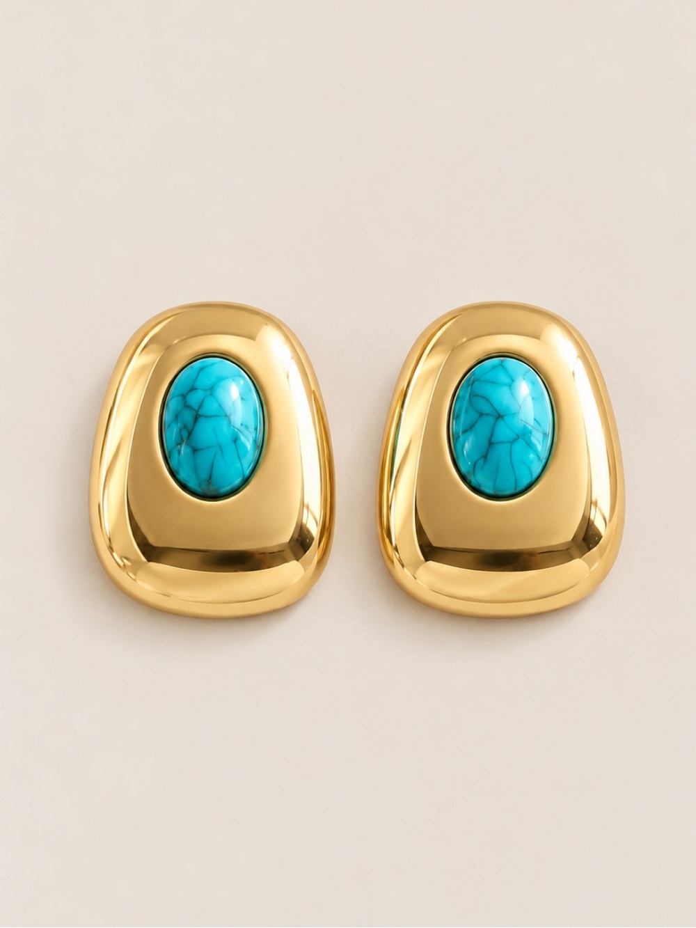 New! Turquoise Gold Statement Earrings NWOT